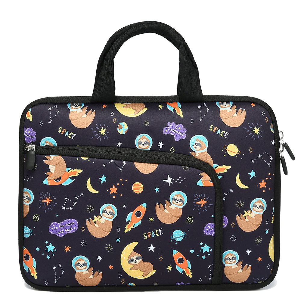 11 11.6 12 12.1 12.5 inches Laptop Sleeve Chromebook Case Ultrabook Case Notebook Sleeve PC Messenger Bag Tablet Case Neoprene Handle Sleeve for Women Men, Two Pockets(Space Sloth)