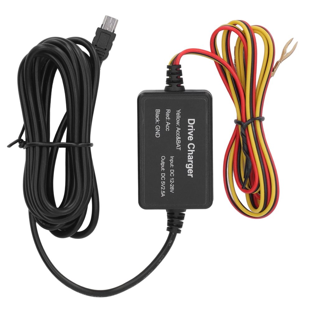 Cam Hardwire Kit, 3.2M Secure Camera Power Cord Wide Compatibility Scratch Resistant 12-30V for Radar Detector (MINI)