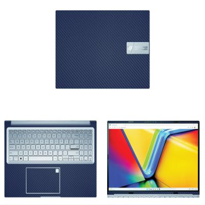 Decalrus - Protective Decal for The ASUS Vivobook 16X OLED K3605 (16" Screen) Laptop Blue Carbon Fiber Vinyl Cover wrap CFasusVivobkpro16X_K3605Blue