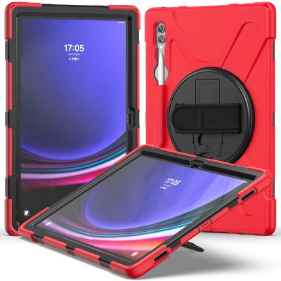Case for Samsung Galaxy Tab S9 Ultra 14.6" 2023 X910 X916B X918U, Military Grade 15ft Drop Tested Shockproof Protective Silicone Cover with 360 Rotating Stand, Hand Strap and Pencil Holder