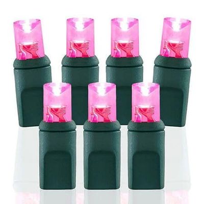 Pro Christmas LED Christmas Lights  70 Count Wide Angle Conical String Lights  Professional Grade Indoor/Outdoor Commercial Holiday Light Set for Trees, Bushes, & Dcor  Pink