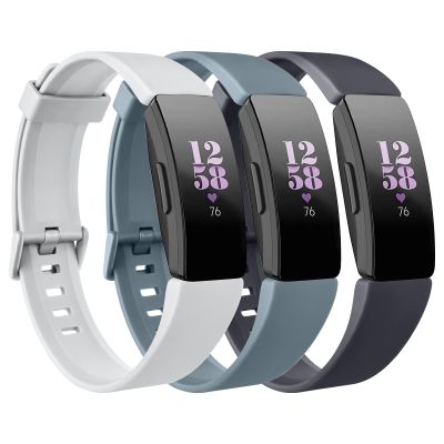 3 Pack Replacement Bands Compatible for Fitbit Inspire HR/Fitbit Inspire/Fitbit Ace 2, Adjustable Accessory Soft Silicone Sport Wristband for Women Men (Light gray + midnight blue + blue gray, Small
