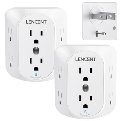 LENCENT 2 to 3 Prong Outlet Adapter, 3 to 2 Prong Grounding Adapter