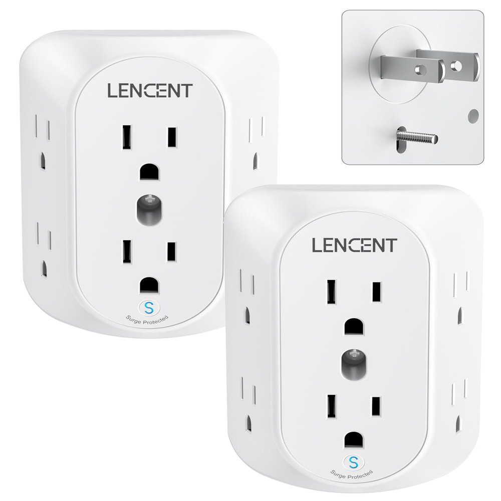 LENCENT 2 to 3 Prong Outlet Adapter, 3 to 2 Prong Grounding Adapter