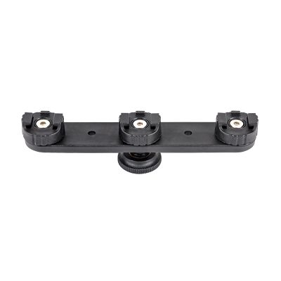 TECKEEN Triple Hot Shoe Bracket Extension Bar, Triple Bracket with 1/4" Thread Holes for Lights, Monitors, Microphones