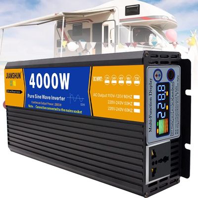 Power Inverter 3000W 4000W 5000W 6000W 8000W Dc 12v 24v 48v 60v 72v to Ac 110v 220v Converter Transformer Pure Sine Wave Car Inverter with Intelligent Display for Camping (60Vto220V,4000W)