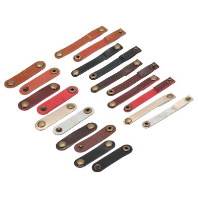 MECCANIXITY 20 Pack Leather Cable Straps Leather Cable Ties Leather Cord Organizer Portable 5 Color Leather Wire Straps for Earphones, Headphone