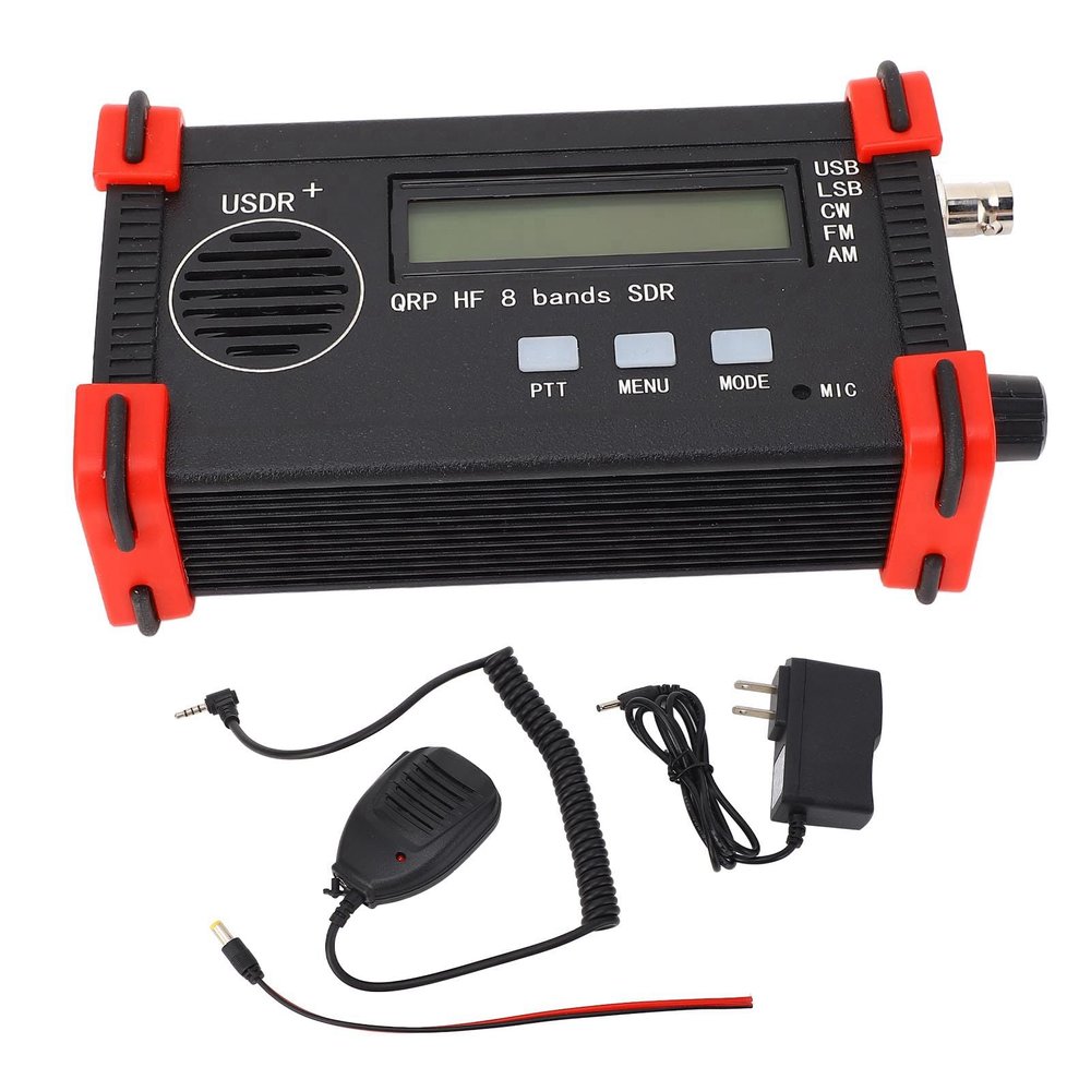 8 Band Short Transceiver, Portable USDX USDR HF QRP SDR Receiver SSB CW QRP Wireless Transceiver 100240V (US Plug)