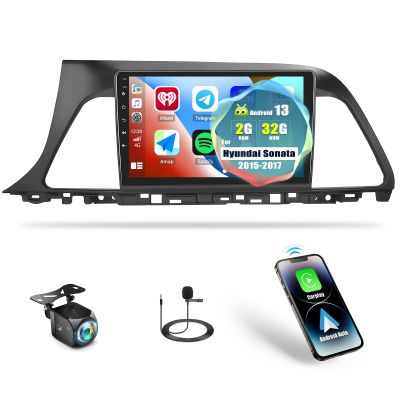 Car Radio for Hyundai Sonata 2015-2017 with Wireless Carplay Android Auto,9'' Touchscreen Android 13 Sonata Car Stereo with GPS Navigation,Bluetooth,WiFi/FM/RDS Radio,SWC+Backup Camera 2G+32G