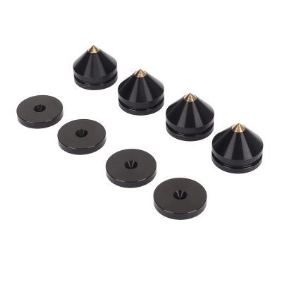 4PCS Speaker Isolation Feet Spikes, Aluminum Alloy Speaker Isolation Pads, for HiFi Amplifier Speaker Turntable Player (Black)