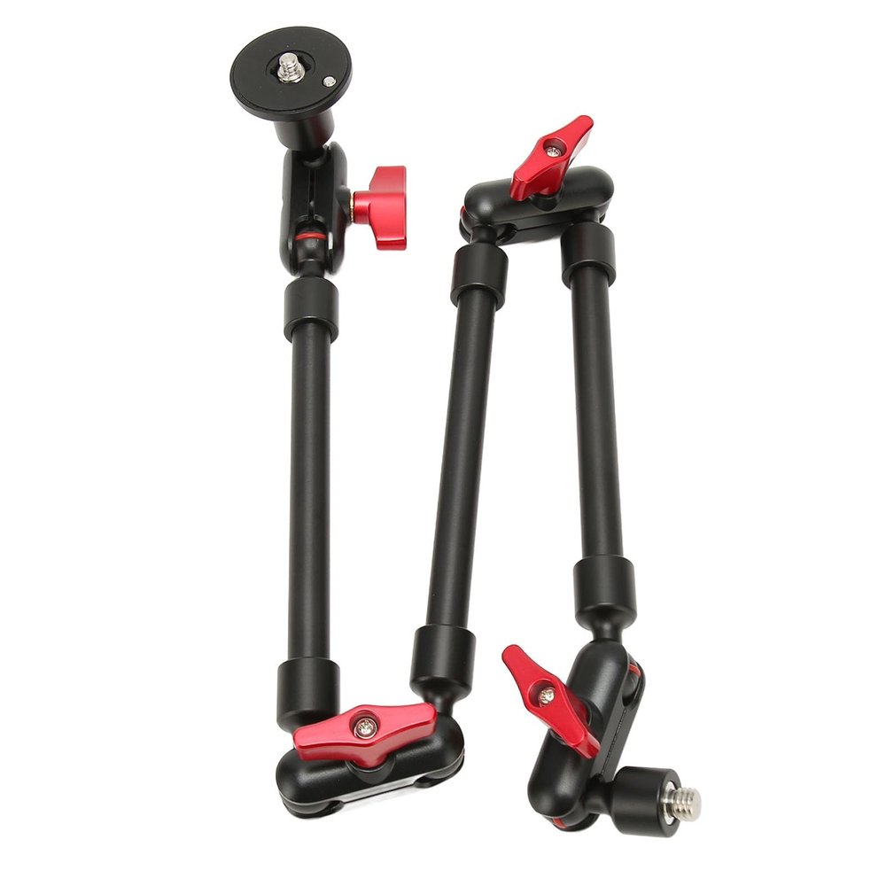 31in Adjustable Articulating Arm Camera Mount with 1/4in 3/8in Thread, Compatible with DSLR, Action, Mini Cameras, Tablets, Smartphones, and Monitors, 360 Degree Rotation(Without Clips)