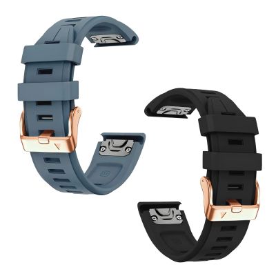 20mm Watch Band Replacement for Garmin fenix 5S/5S Plus/6S/7S/Instinct 2S/D2Quick Fit silicone with rosegold buckle, CAPTAINBLUE and BLACK Bundle