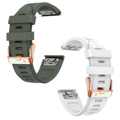20mm Watch Band Replacement for Garmin fenix 5S/5S Plus/6S/7S/Instinct 2S/D2Quick Fit silicone with rosegold buckle, ARMYGREEN and WHITE Bundle