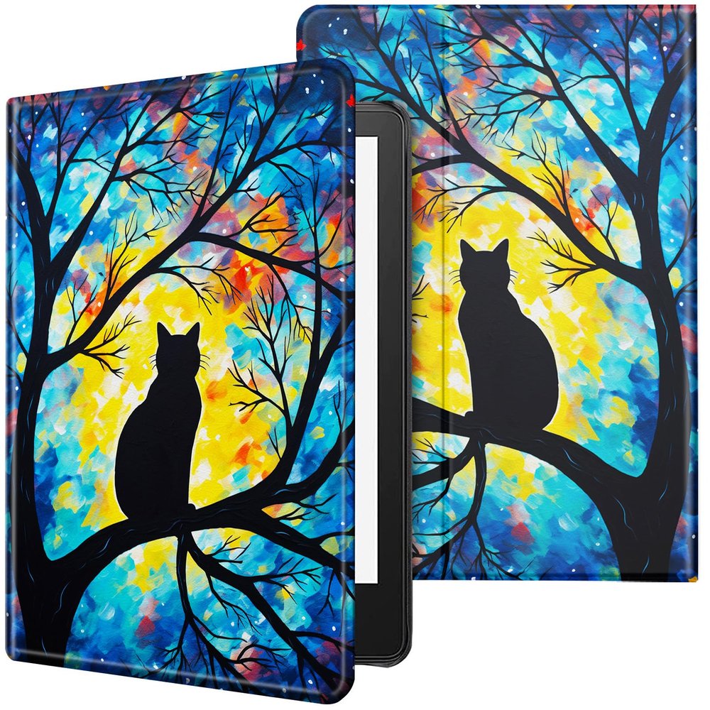 CGFGHHUY for Microsoft Surface Pro 7 Case Lightweight Protective PU Leather Smart Stand Cover with Auto Wake Sleep Tablet Case for Microsoft Surface Pro 7 Plus/7/6/5/4 - Cat in The Tree