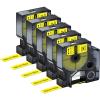 KCMYTONER 5 Pack Compatible for Dymo Rhino Pro IND Flexible Nylon Label Tape 18490 1/2" 12mm Black on Yellow Label for Rhino and 3M Label Maker Tape view 1