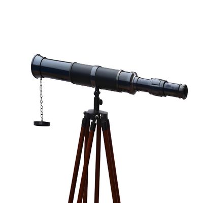 MARY Nautical Floor Standing Brass - Leather Admiral Telescope 51" - Nautical Home Decor - Vintage Brass Telescope