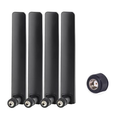 Geekstory Dual Band WiFi 2.4GHz 5.8GHz 10dBi RP-SMA Male Antenna 15cm 6inch Universal Antenna Amplifier for WiFi Router Wireless Signal Booster (Pack of 4)