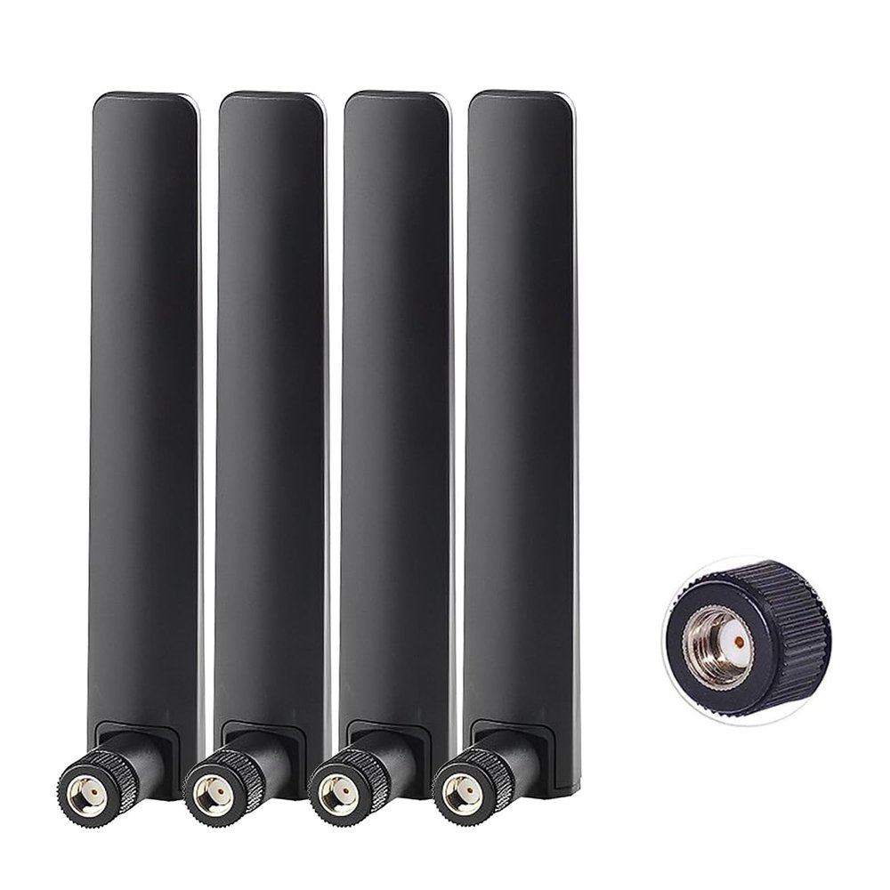 Geekstory Dual Band WiFi 2.4GHz 5.8GHz 10dBi RP-SMA Male Antenna 15cm 6inch Universal Antenna Amplifier for WiFi Router Wireless Signal Booster (Pack of 4)