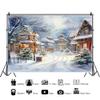 Yeele 12x8ft Winter Christmas Town Backdrop Watercolor European Town Streets Snow Scene Photography Background Outdoor Landscape Vinyl Wallpaper Kids Adults Artistic Portrait Photo Props view 2