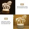 Baluue 3D LED Night Light, Animals Atmosphere Light for Kids Toy Birthday Gifts USB Visual Illusion Lighting for Bedroom Living-Room(Horse) view 4
