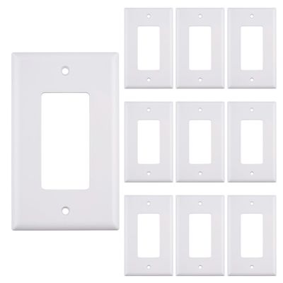 10 Pack 1-Gang Wall Plate Cover, Single Gang Rectangular Frame for Switches, Outlets or Low Voltage Inserts, White