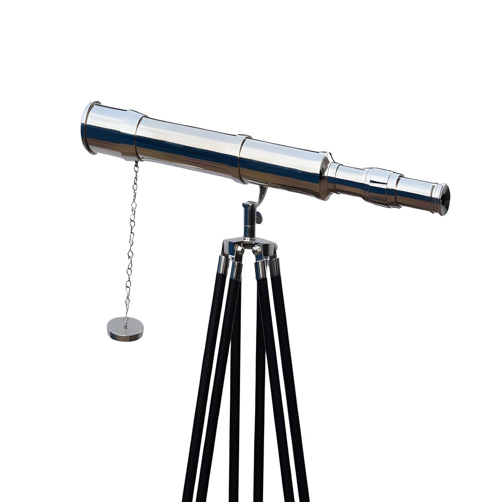 MARY Nautical Floor Standing Chrome Nickel Brass Galileo Nautical Telescope, 50"
