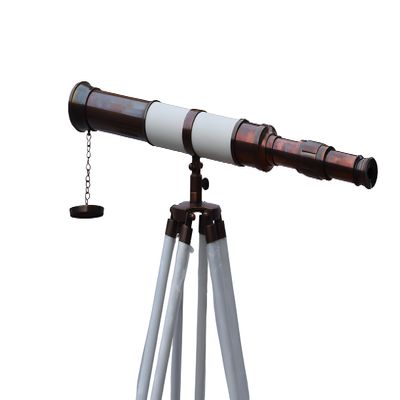 MARY Nautical Floor Standing Brass - Wood Admiral Telescope 50" - Nautical Home Decor - Brass Telescope-