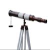 MARY Nautical Floor Standing Brass - Wood Admiral Telescope 50" - Nautical Home Decor - Brass Telescope- view 1