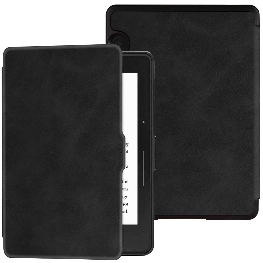 BOZHUORUI Slim Case for Kindle Voyage eReader - Lightweight Premium PU Leather Cover with Auto Sleep/Wake (Rock Black)