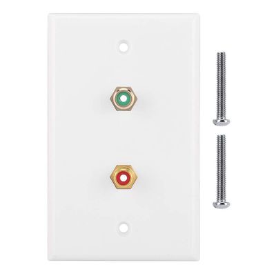 Dual Rca Wall Plate, Wall Plate,2 Rcas Insert with White Center Jack Wall Plate with Low Voltage Mounting Bracket for Subwoofer,Stereo Receiver and Other Equipment with Rcas Component Audio/Video