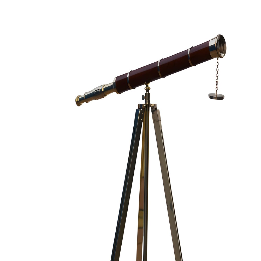 Mary Nautical Floor Standing Brass/Wood Griffith Astro Telescope, 50", Brass
