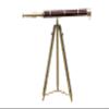 Mary Nautical Floor Standing Brass/Wood Griffith Astro Telescope, 50", Brass view 3