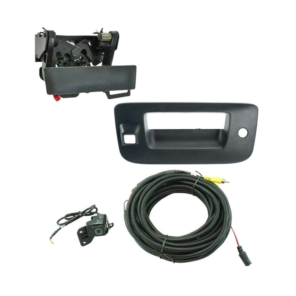 LWCHUANG Rear View Camera Add on Kit W/Wiring Harness Tailgate Handle & Bezel for Sierra 1500 07-13 for Sierra 2500HD/3500HD 07-14 for Silverado 1500 07-13 for Silverado 2500HD/3500HD 07-14