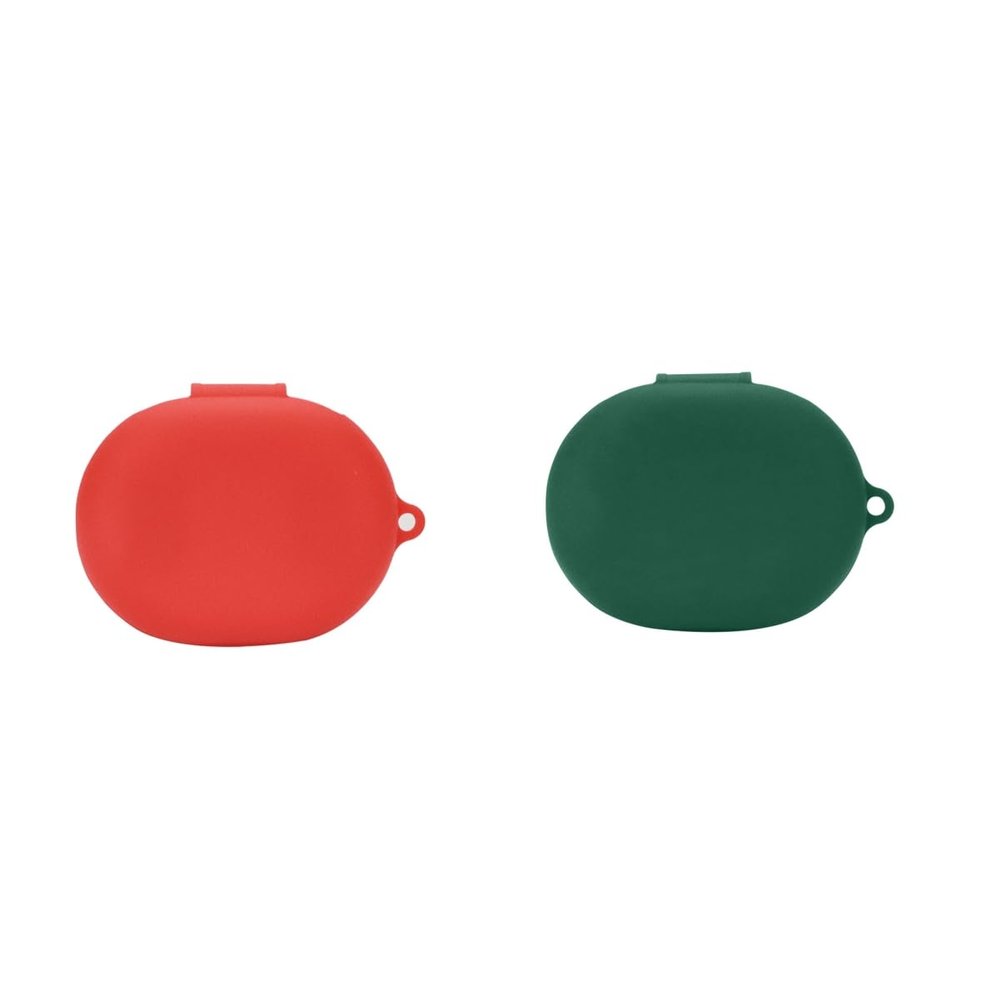 2 Pack DAYJOY Soft Silicone Protective Case Cover Compatible with SoundPEATS Gofree2 Earbuds, Protective Skin Sleeve with Key Chain (red+Green)