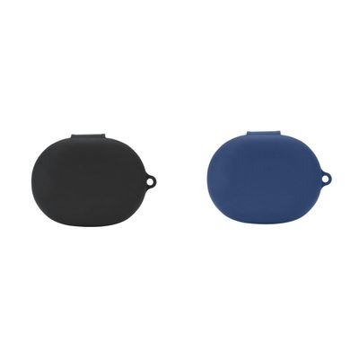 2 Pack DAYJOY Soft Silicone Protective Case Cover Compatible with SoundPEATS Gofree2 Earbuds, Protective Skin Sleeve with Key Chain (Black+Blue)