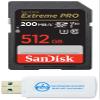 SanDisk SDXC Extreme Pro 512GB Memory Card Works with Panasonic Lumix DC-GH7 and DC-G9 II Mirrorless Camera (SDSDXXD-512G-GN4IN) Bundle with (1) Everything But Stromboli MicroSD & SD Card Reader view 1