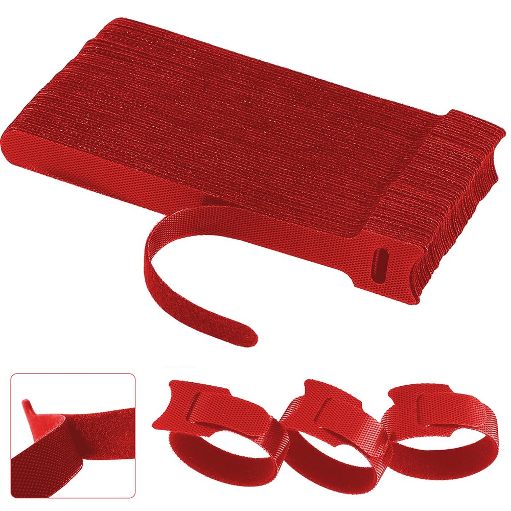 California JOS 60 PCS 6 Inches Reusable Cable Ties, Wire Ties, Cord Organizer, Cable Organizer, Adjustable Cable Management - Red