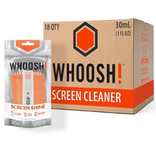 WHOOSH! Screen Cleaner Kit, Set of 18 Best for Smartphones, iPads, Eyeglasses, e-Readers, LED, LCD & TVs (1 Oz W/1 Cloth)
