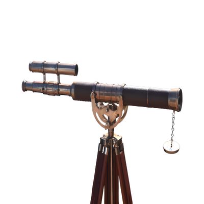 mary nautical Brass Telescope with Adjustable Wooden Tripod Stand Antique Vintage Nautical Spyglass for Home & Office Decor and Collectibles Ideal Gift (Antique: Double Barrel)