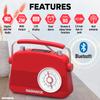 Magnavox Retro Dual Alarm Clock FM Radio - Bluetooth Wireless Technology, LCD Display, Snooze & Sleep Timer - Ideal for Home, Bedroom & Office (Red) view 2