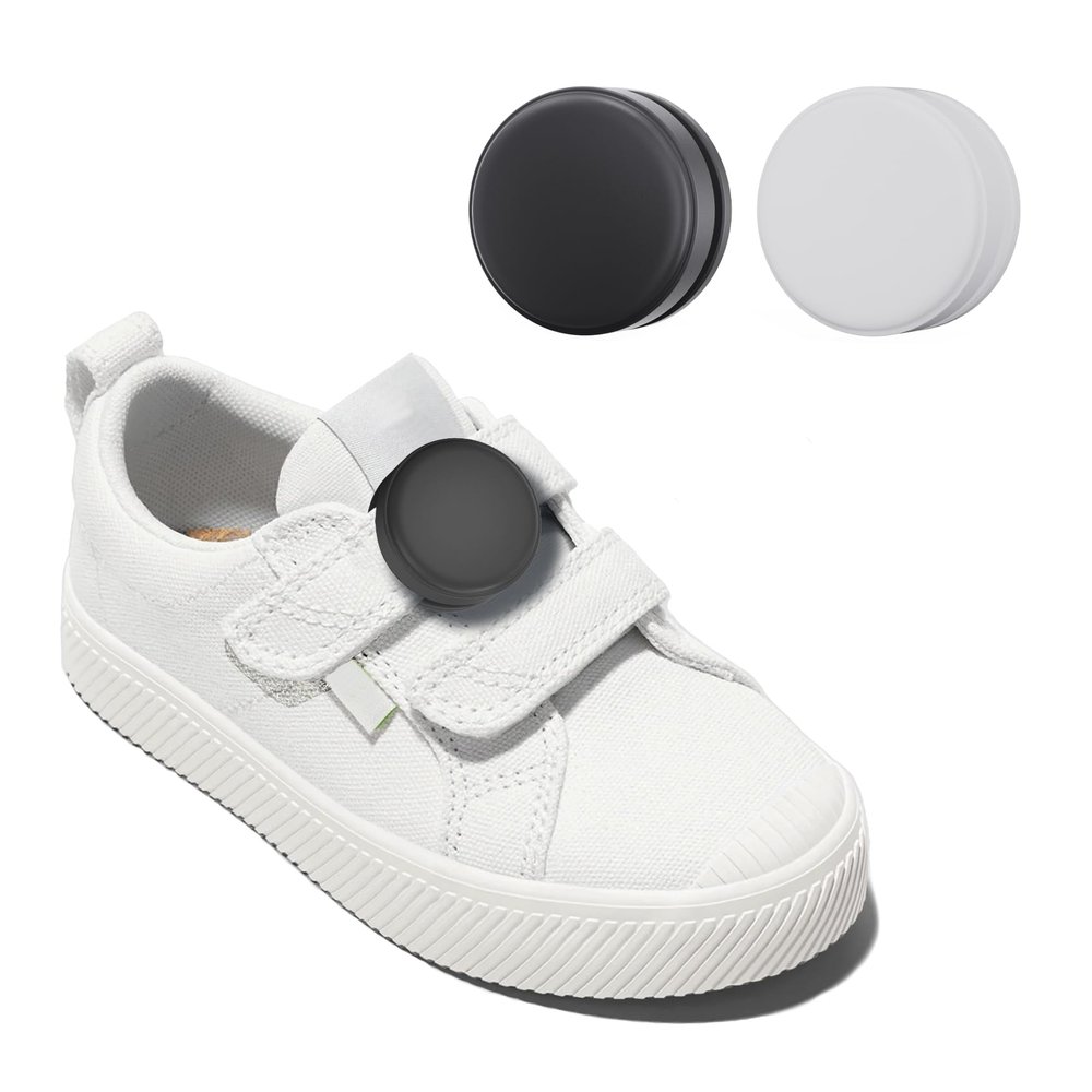 2 Pack AirTag Holder for Kids Shoelaces, Hidden Silicone Air Tag Case Holder for Children Shoes Shoestring (Black, White)