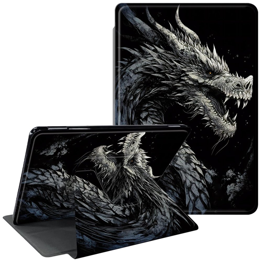 CGFGHHUY for Kindle Scribe Case for Kindle Scribe Cover 10.2 inch 360 Degree Rotating Stand Smart Cover with Auto Wake Sleep Tablet Case for Kindle Scribe 2022 - Black Dragon