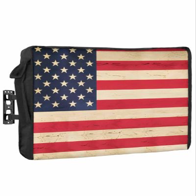 American Flag Outdoor TV Cover 40 to 43 Inches Weatherproof & Waterproof, Retro Red Striped Blue Star Outdoor TV Enclosure with Remote Control Pocket, Vintage TV Screen Protectors for Outside TV