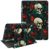 CGFGHHUY for Fire HD 10 Tablet Case 5th/7th/9th Generation 2015/2017/2019 10.1 inch 360 Degree Rotating Stand Protective Smart Cover with Auto Wake Sleep Tablet Case - Red Rose Skull view 1
