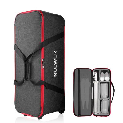 NEEWER Trolley Case for Photo Studio Equipment, 37.8"x15.3"x12.2"/96x39x31cm, Tripod Rolling Bag with Wheels/Straps/Padded Compartment/Handle for Light Stands, Strobes, Photography Accessories, PB009