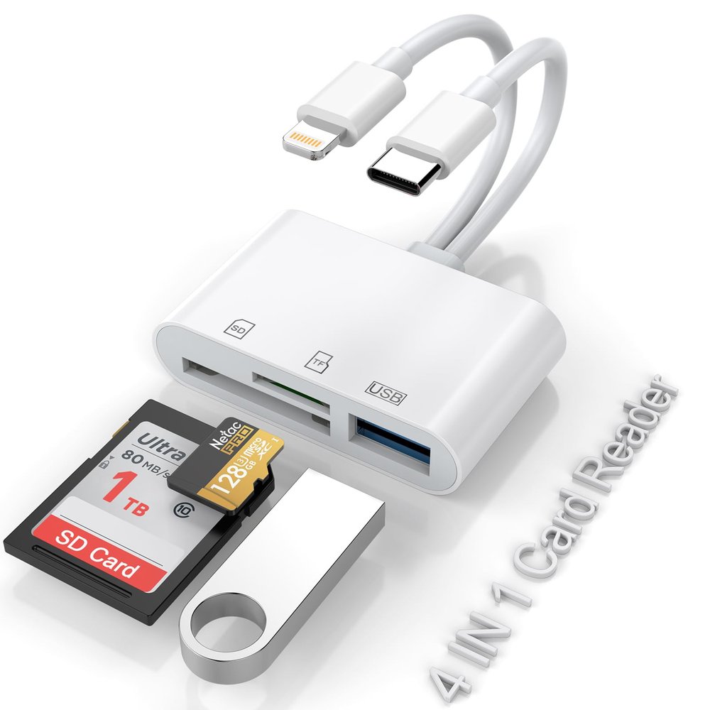 AP439 5-in-1 Lightning to USB Adapter - SD/TF Card Reader for iPhone, iPad, MacBook, Samsung, Android - USB 3.0, Memory Card Viewer