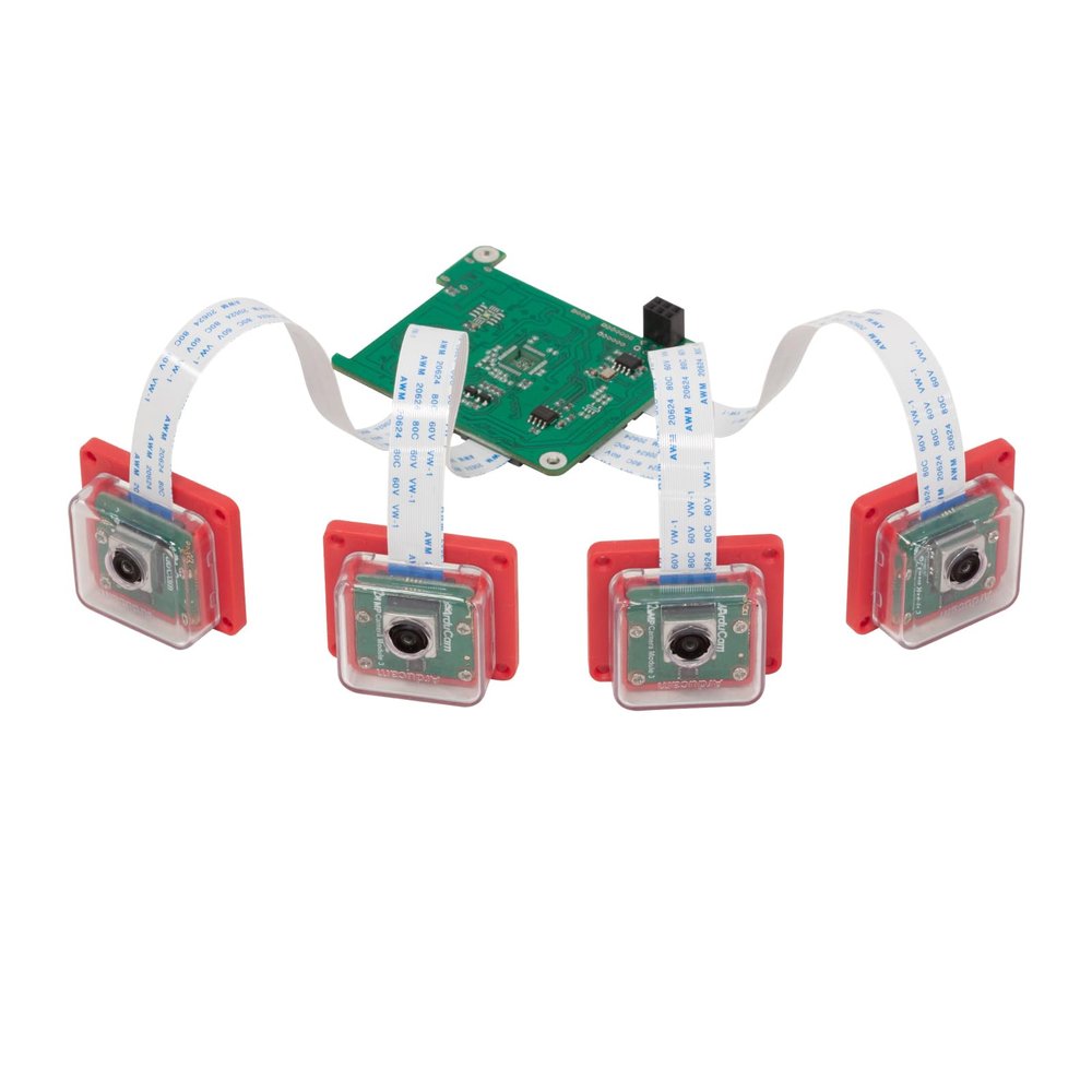 Arducam for Raspberry Pi Camera, 12MP IMX708 Quad-Camera Kit for Raspberry Pi 5, 120(D) Wide Angle Autofocus Camera, Stereo Synchronized Camera Module