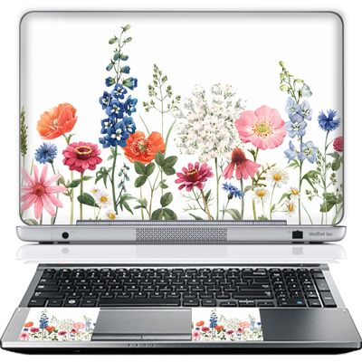 17 17.3 Inch Laptop Skin Sticker Cover Premium Sticker Cover Art Decal Decorative (Included 2 Wrist Pad Skins) - Colorful Flowers