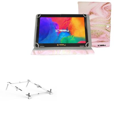 BoxWave Stand and Mount Compatible with Linsay F10IPPIGL (10.1 in) - Pocket Aluminum Stand 3-in-1, Portable Multi Angle Viewing Riser - Metallic Silver