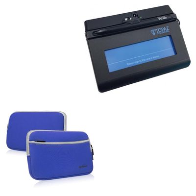 BoxWave Case Compatible with Topaz SigLite 1x5 - SoftSuit with Pocket, Soft Pouch Neoprene Cover Sleeve Zipper Pocket - Super Blue